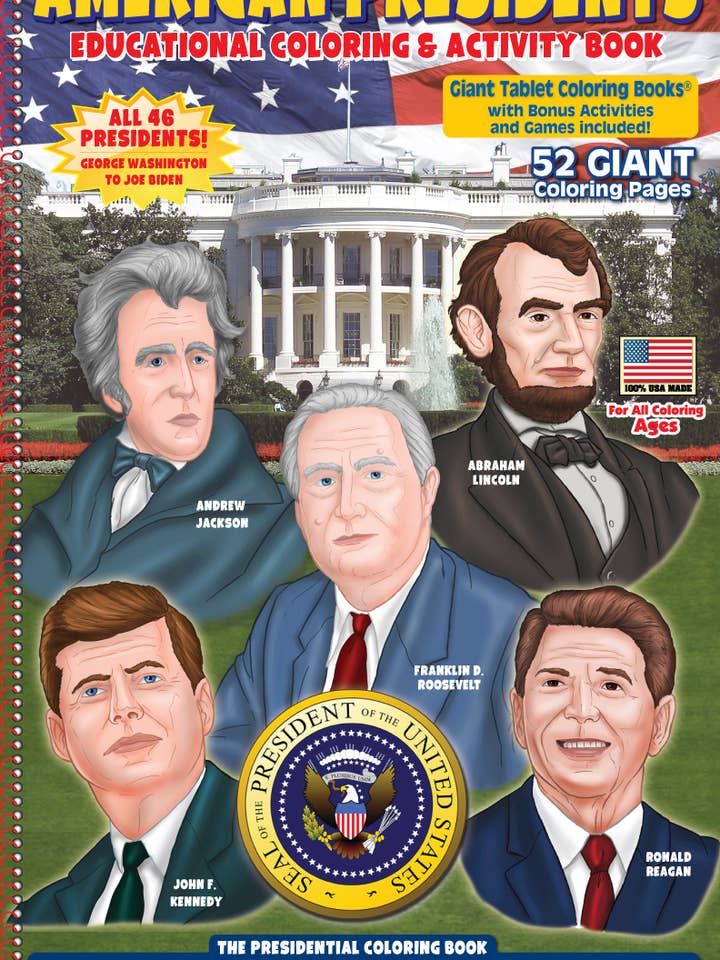 Livro Colorir dos Presidentes Americanos 12" x18" por atacado de Really Big Coloring Books | ColoringBook.com