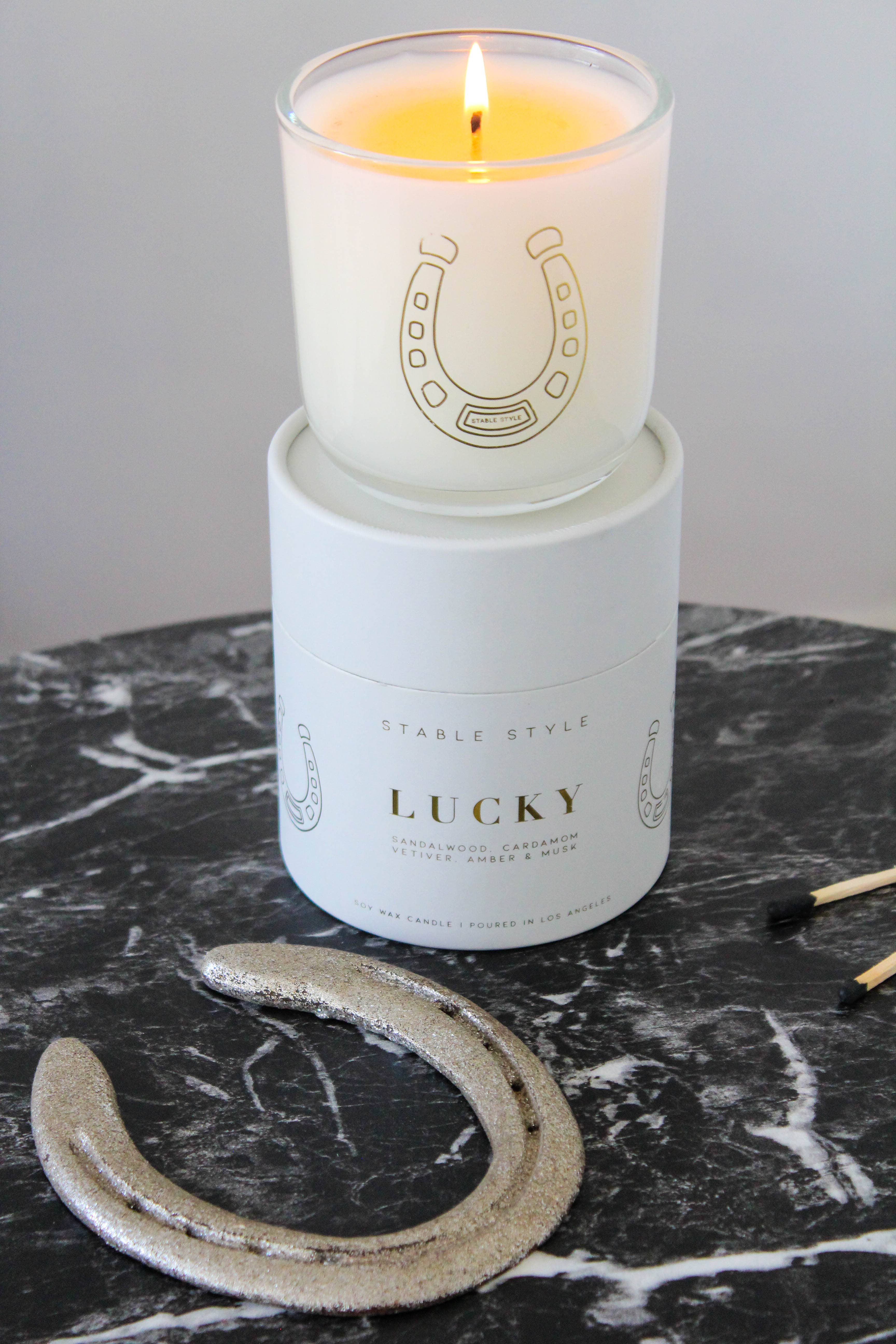 Stable Style - Wholesale Jar/Filled Candle - Horseshoe Soy Wax Candle - Lucky 7