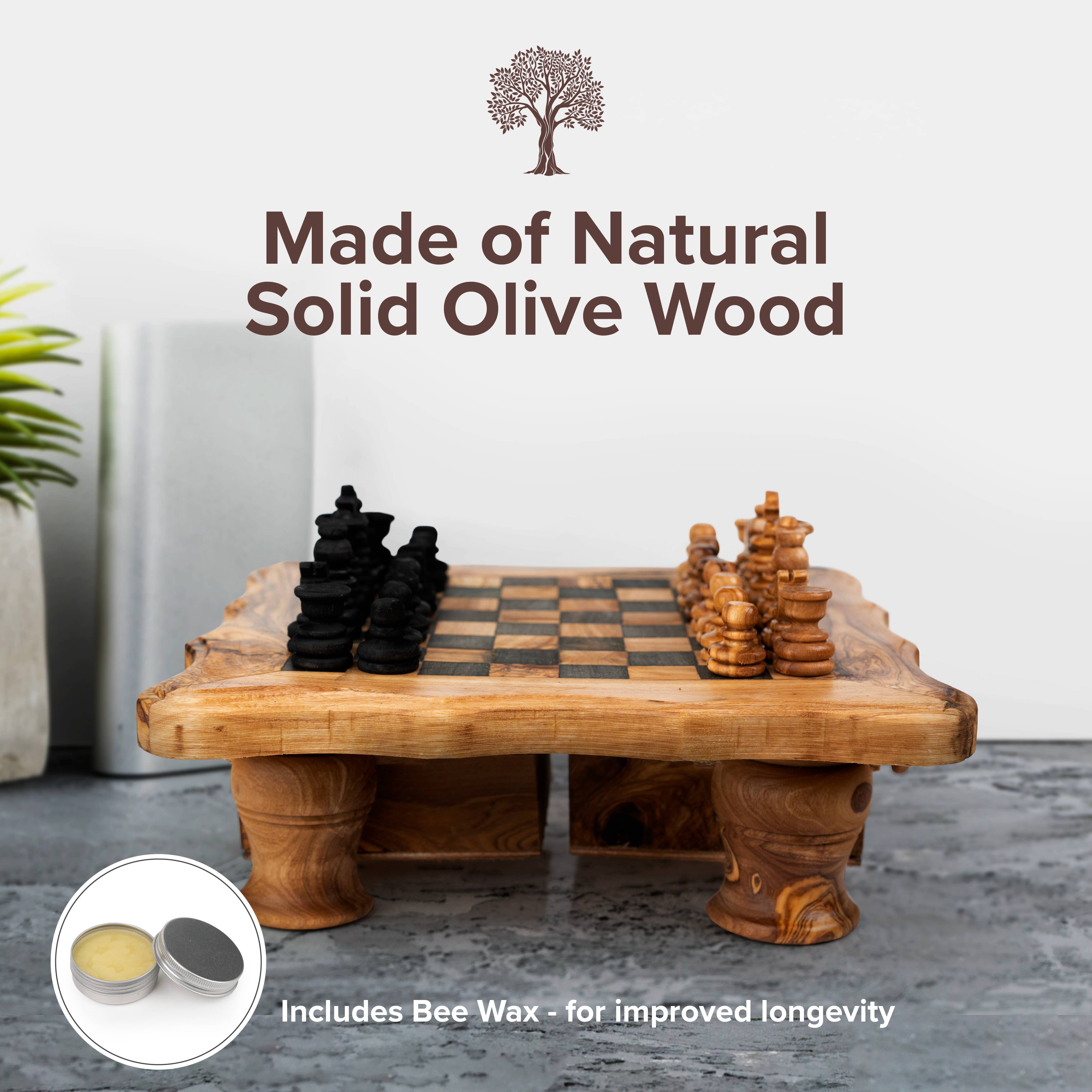 Next Day Shop - Vente Jeux de société - Jeu d'échecs en bois d'olivier fait main, échiquier antique1