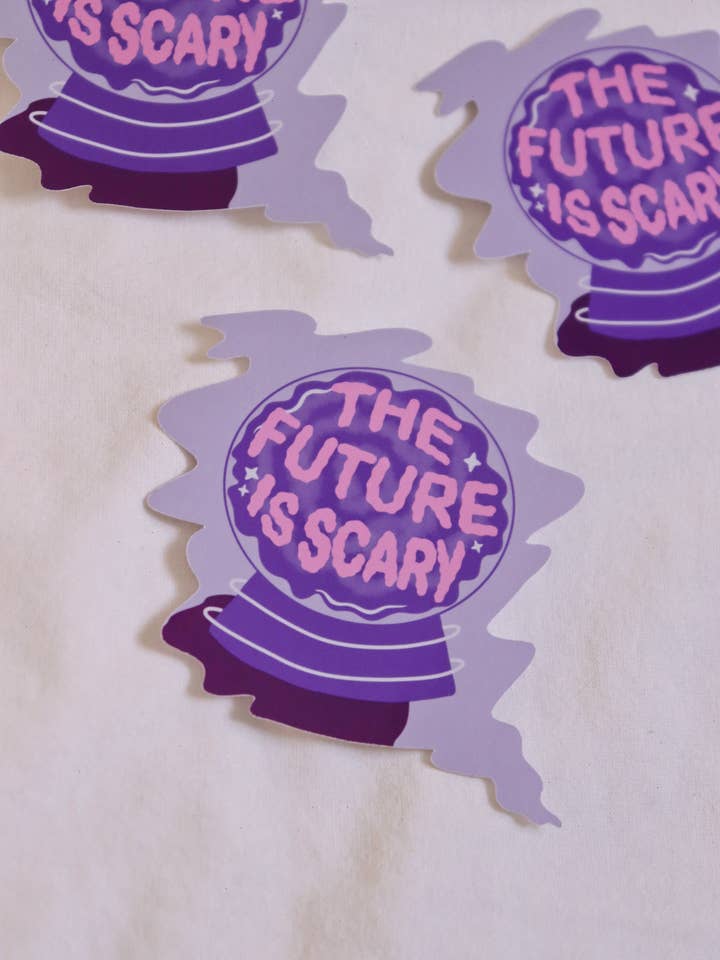Sfera di cristallo Scary Future | Adesivo in vinile impermeabile lucido per la vendita all'ingrosso da parte di Day Dreamer Studios