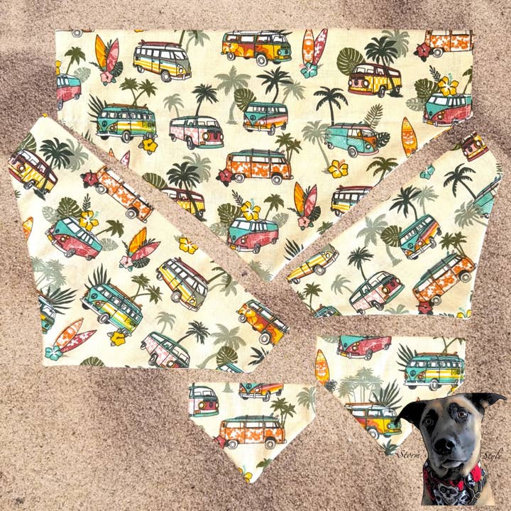 Storms Style - Wholesale Pet Bandana - Dog - Campervan Pet Bandanas - 3 colours available - Dog Cat6