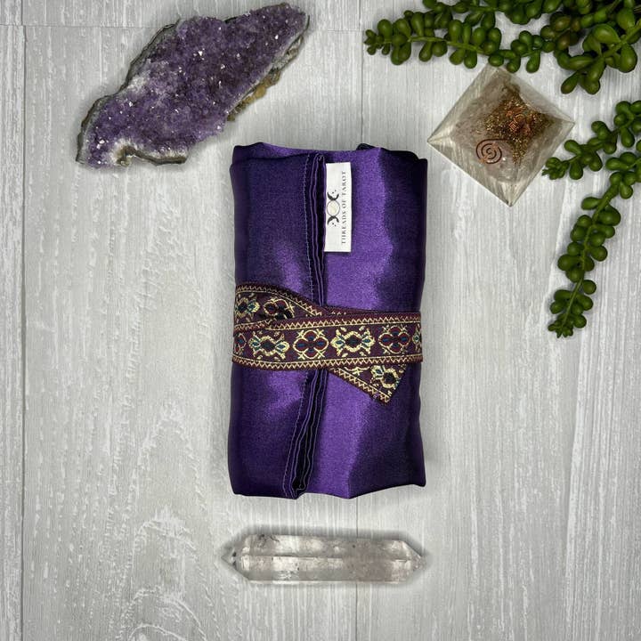 Purple Satin Tarot Wrap for wholesale by Threads of Tarot