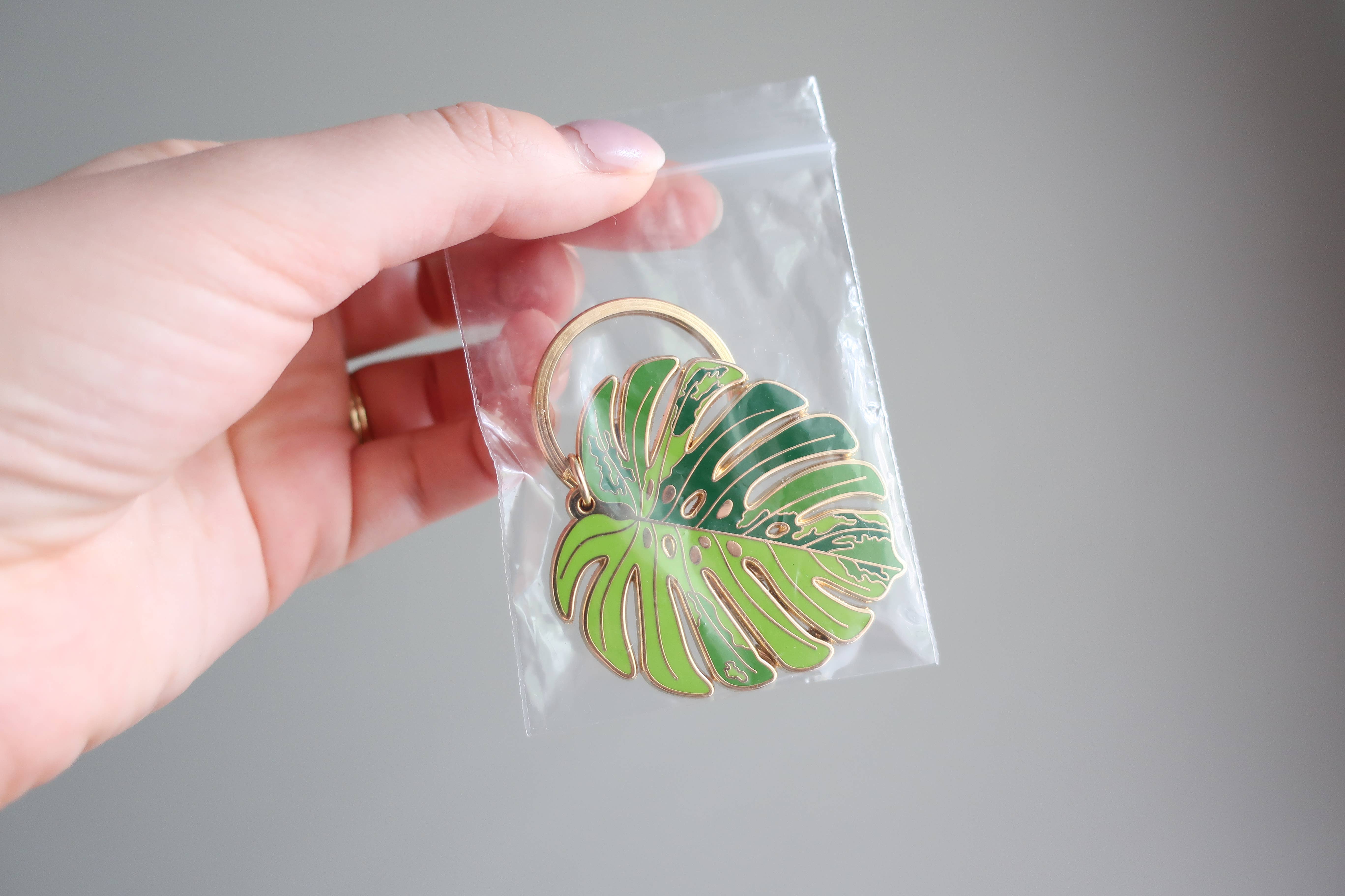 Beehive 95 Designs - Wholesale Keychain - Women's - Variegated Monstera Enamel Keychain - Houseplant Accessory5