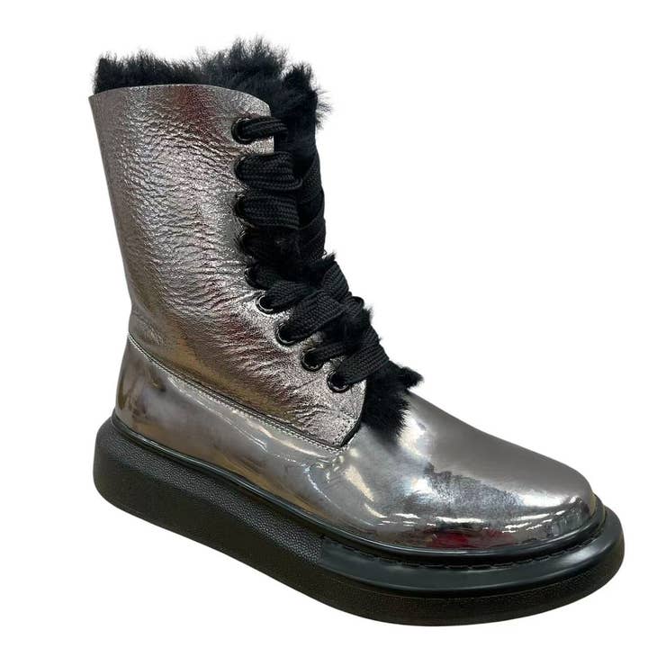 OB9902 Botas de Cuero para Mujer OOG Metálico Negro para venta al por mayor de OOG