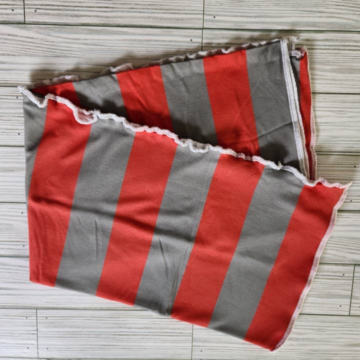 Crimson & Gray Striped Hair Towel for wholesale by The Nut 'n Bubs