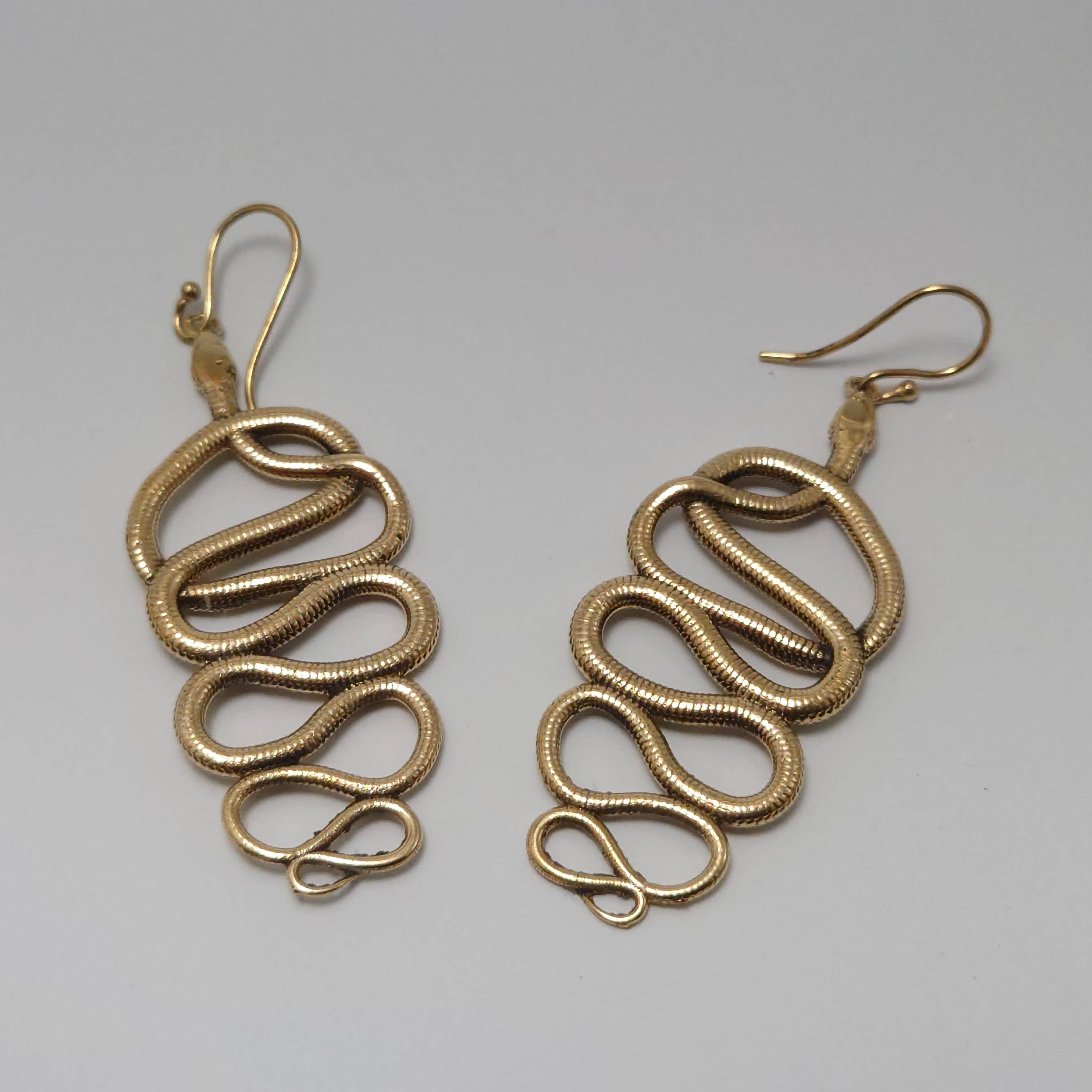 Tenzing Collections - Wholesale Dangle Earrings - Snake Earrings, Golden2