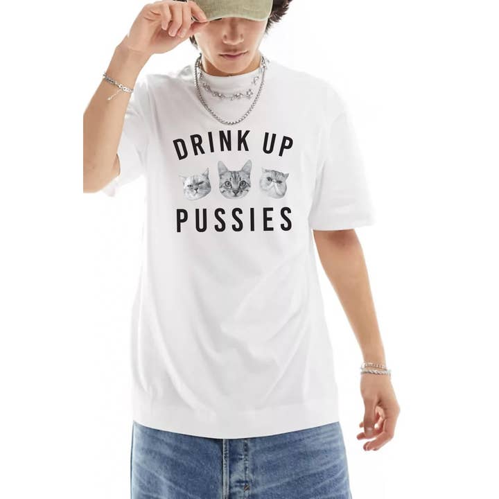 Nobrand - Wholesale Screen Printed T-Shirt - Men's - HUM-L3638 Drink up Graphic Mens Tee2