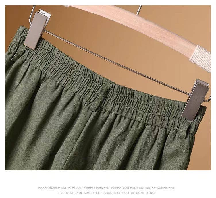 Chicto - Vente Pantalon – femme - Culottes larges raccourcies en coton et lin4