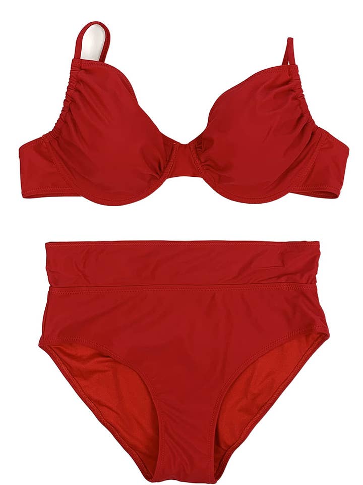 Belle Com'Elle - Wholesale Two Piece Swimsuit - Women's - Plus Size High Waisted Bikini Swimsuit/SY23384