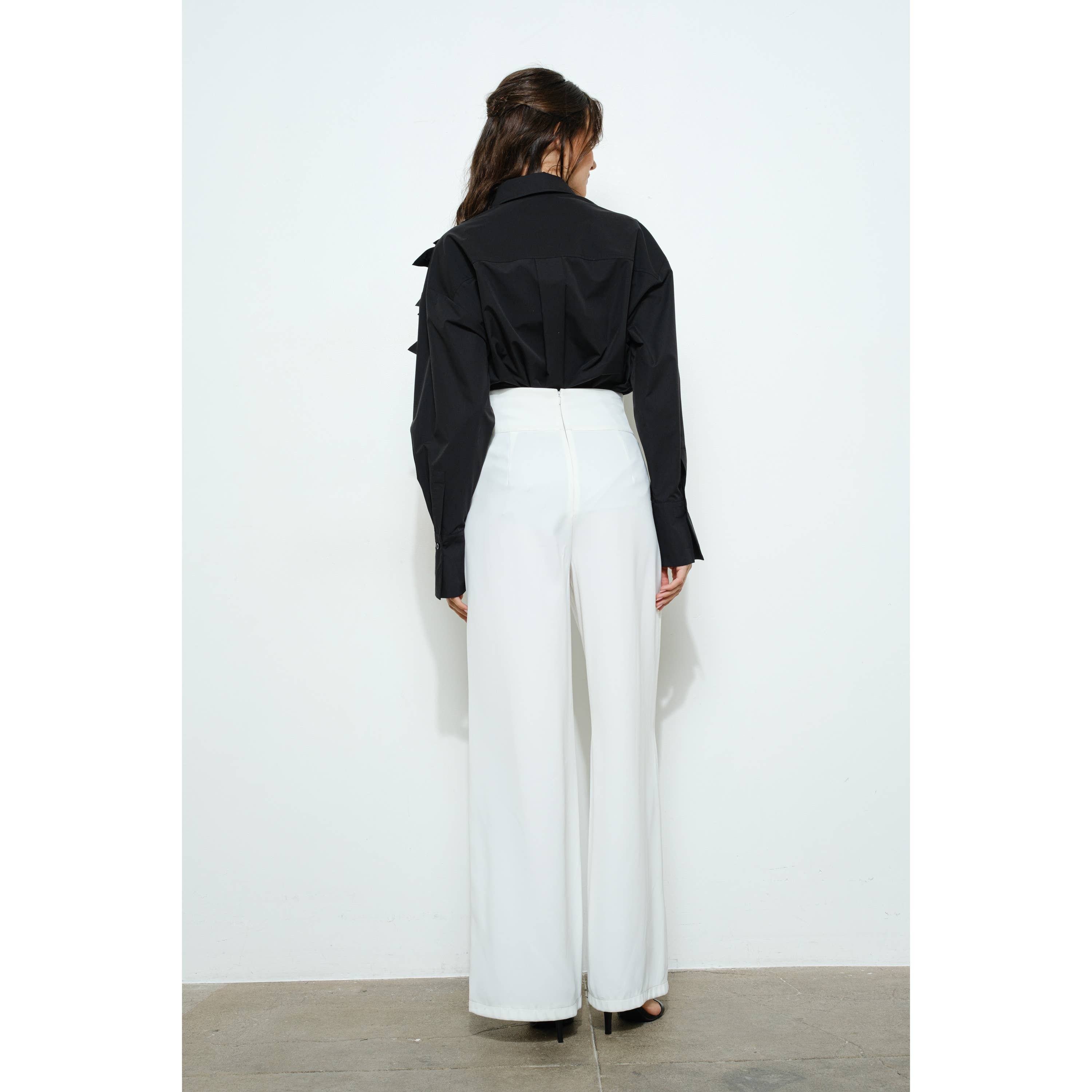 INA – Engroshandel Bluse - Dame – 3D båndblomst applikation skræddersyet skjorte15