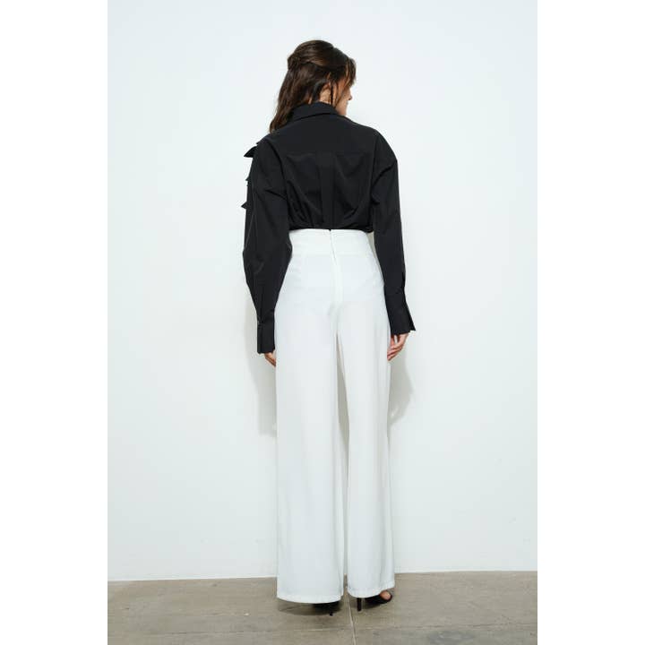 INA – Engroshandel Bluse - Dame – 3D båndblomst applikation skræddersyet skjorte15