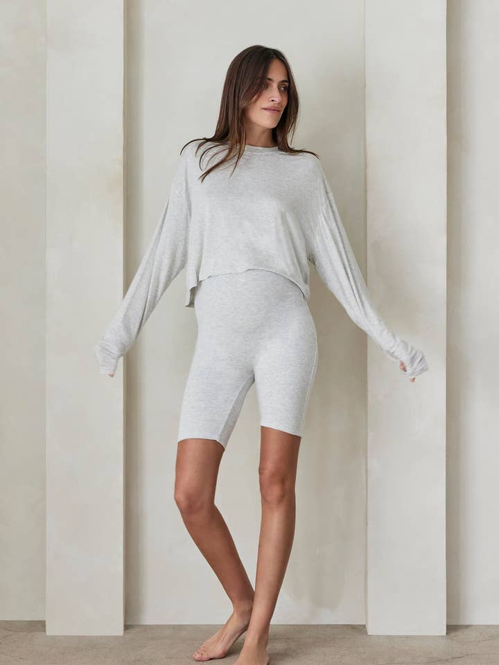 The Cloud Crop Long Sleeve Tee for wholesale by BUMPSUIT