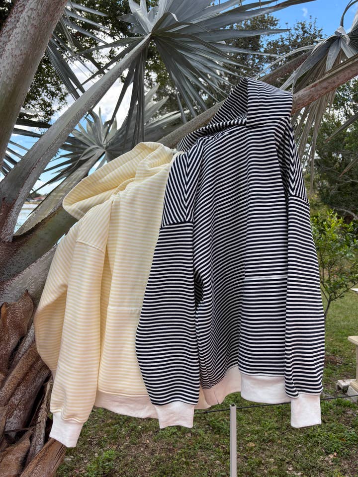 Baby Yellow and White Big Striped Hoodie for wholesale on Faire6