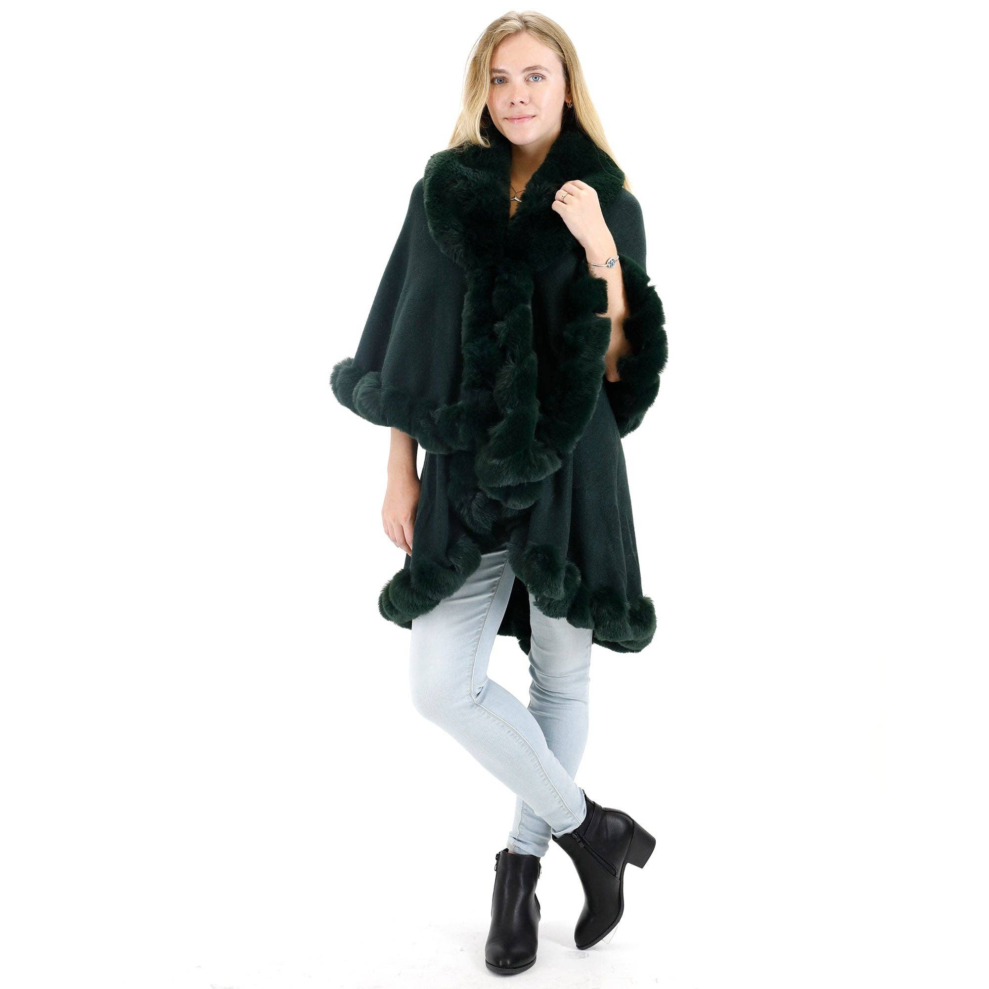 TAPA fashion - Wholesale Poncho - Women's - Solid Color Fur Double Layer Poncho SH925 (3PC)29