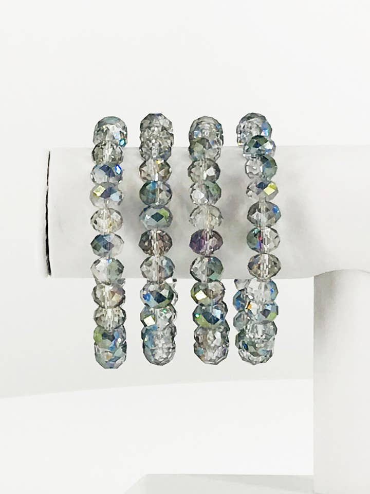 Pulsera elástica con cuentas de vidrio multicolor iridiscentes para venta al por mayor de Magnolia & Peach Jewelry Boutique, LLC