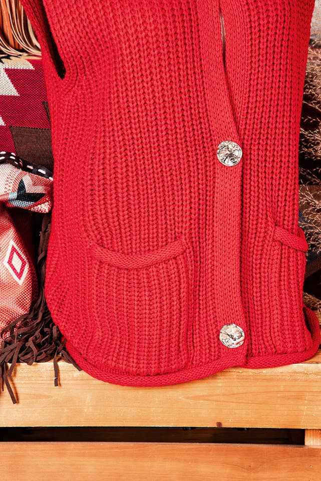 fashionworks - Wholesale Sweater Vest - Women's - Fashion-W Textured Knit Side Pockets Button Sweater Vest5