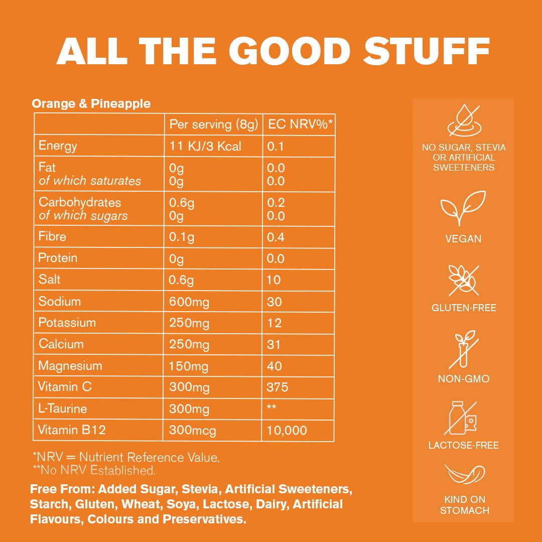 DR.VEGAN – wholesale Powdered health drink – Hydrate+ | Orange & Pineapple | Electrolytes | 15 Sachets1