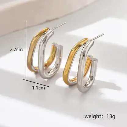 Gooddiy - Venta al por mayor Pendientes de dilatación - Pendientes geométricos de acero inoxidable chapados en oro de 18 quilates al por mayor4