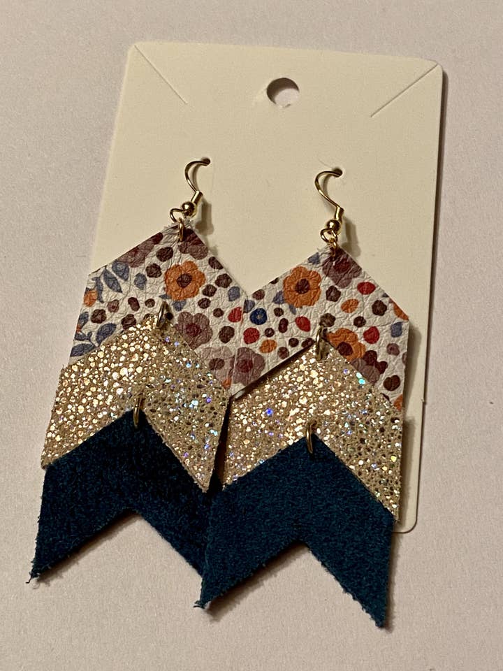 3 Tiered Chevron Earrings for wholesale by K Leather Designs