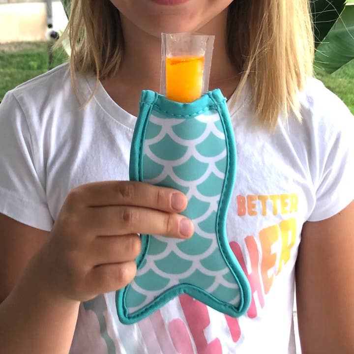 iconic mi - Wholesale Drink Huggers & Koozies - Mermaid Tail Neoprene Popsicle Holder Blue Freezie Koozie