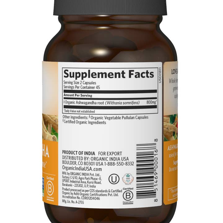 ORGANIC INDIA - Vente Supplément oral/vitamine - Ashwagandha1