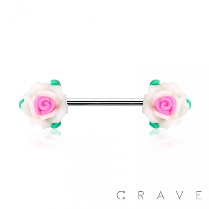 FLOWER 316L SURGICAL STEEL ACRYLIC NIPPLE BAR for wholesale by CRAVE