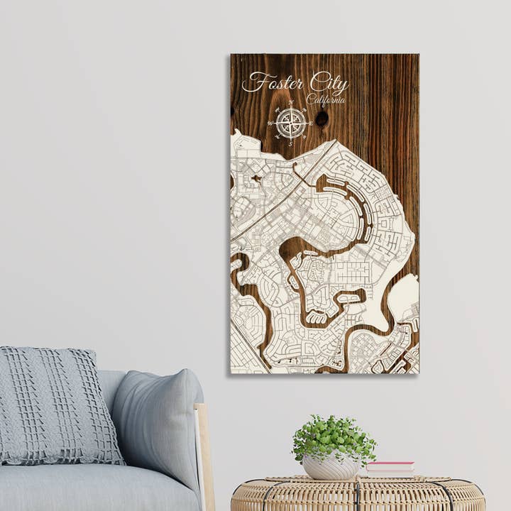 Californie : plan des rues de Foster City pour la vente par Fire & Pine