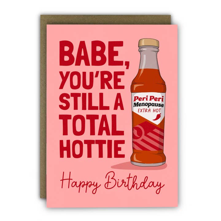 Funny Birthday Card - Peri Peri Menopause for wholesale by RUNNING WITH SCISSORS - USA SHIPPED DDP - WE PAY DUTIES