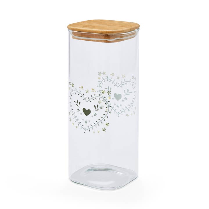 Multi 2.0l Glass Jar with Push Bamboo Lid Woodland for wholesale on Faire0