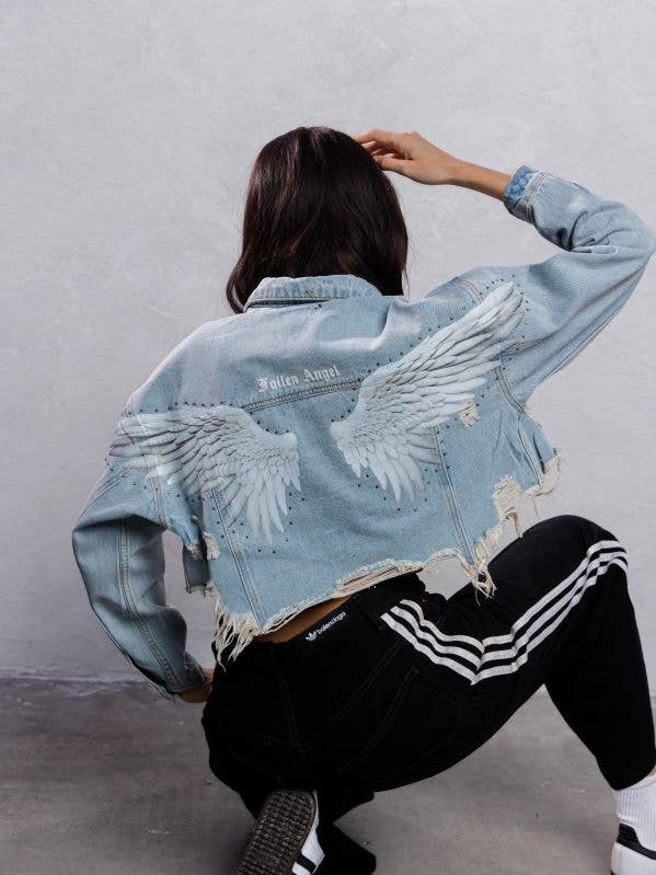 Fallen Angel Denim Jacket for wholesale by Trio Urban