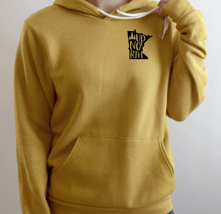 Tron Tron Graphic Wear - Vente Sweat à capuche – femme - Sweat à capuche à motif de poche à encre noire Up North Minnesota #E14