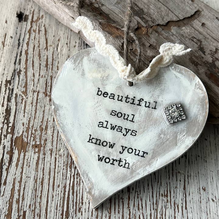 UnfiniSHEd - Wholesale Ornament - Hand painted Inspirational Wood Heart Ornament , Custom