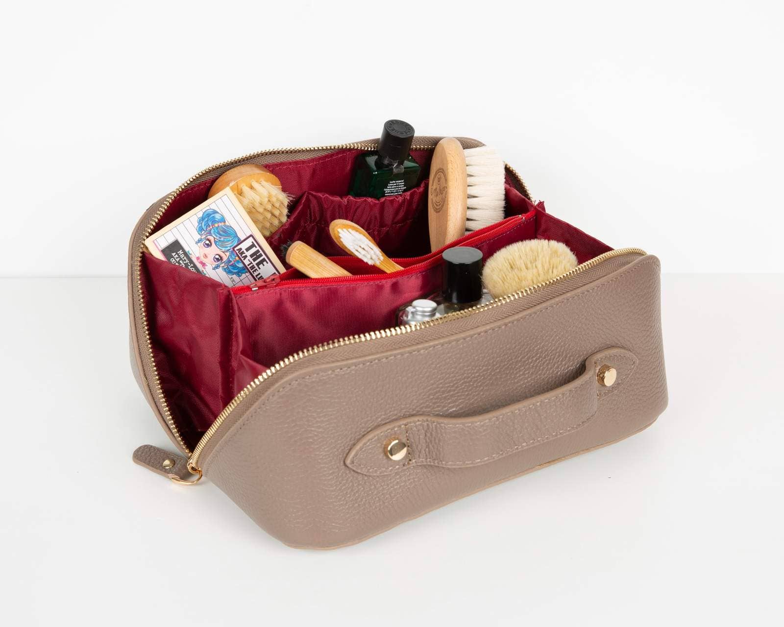 Lupinny Leather - Vente Trousses de maquillage/cosmétique - Trousse de maquillage en cuir Ellati – Trousse de toilette et étui de voyage durable3