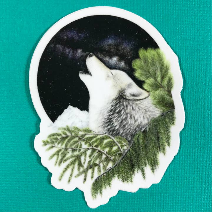 Sticker Loup hurlant pour la vente par Abundance Illustration