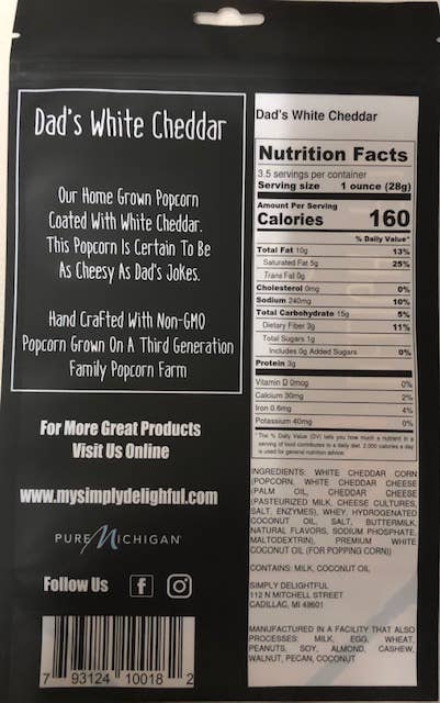 Simply Delightful - Wholesale Popcorn - Dad's White Cheddar Popcorn1