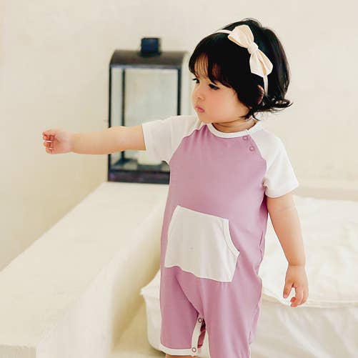 Bamboo Smile Purple Baby Romper for wholesale by Vaenait Baby