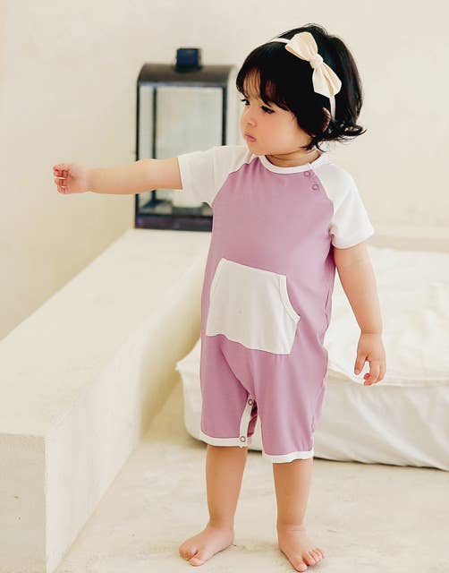 Bamboo Smile Purple Baby Romper for wholesale on Faire
