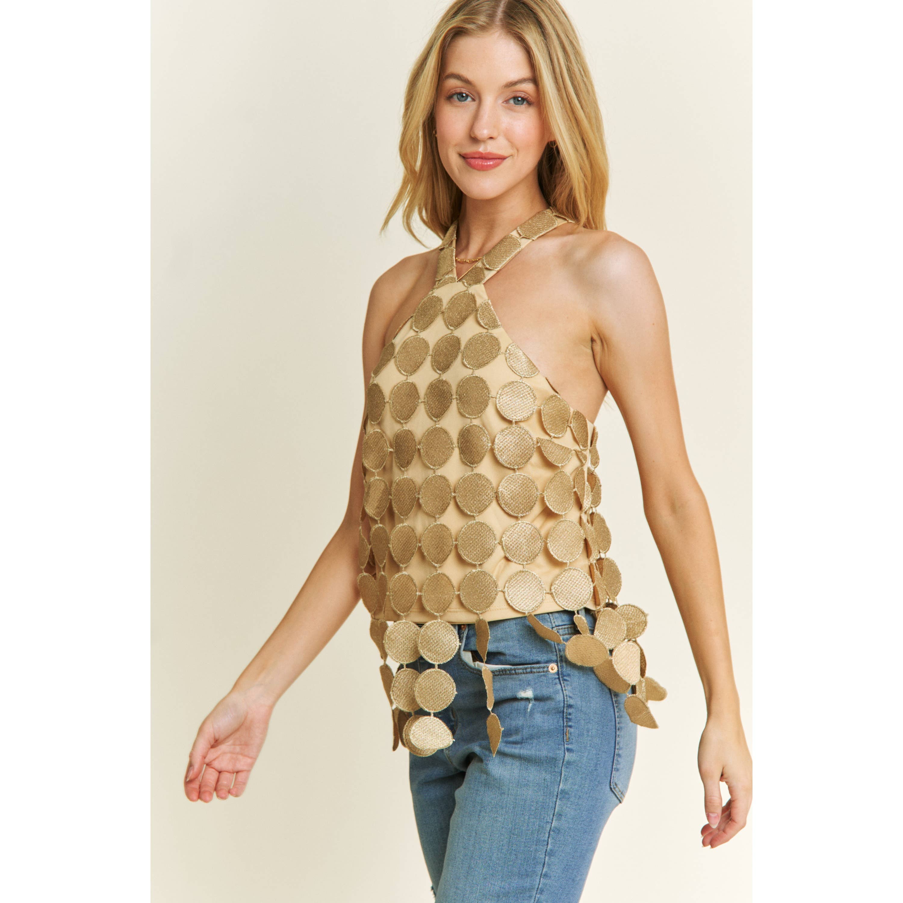 Sweet Generis - Wholesale Tanktop - Dames - Vintage cropped haltertop met circulaire haakwerk en franjes8