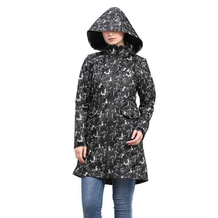 Veste longue Equine Couture Linear Horse Rain pour femme pour la vente par JPC Equestrian