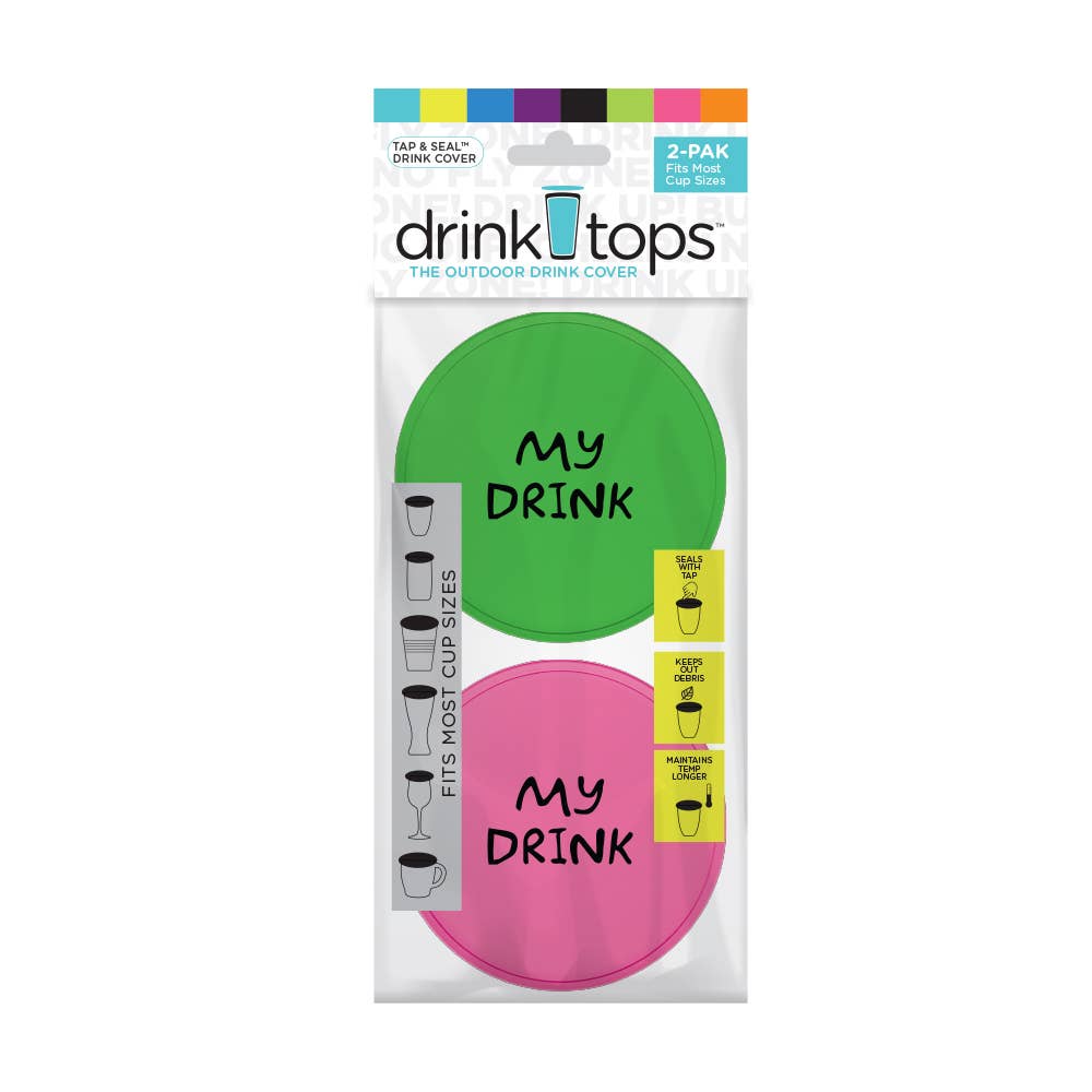 Drink Tops™ - Wholesale Drink Lids - TAP & SEAL Drink Covers - Hanger 2/PK9