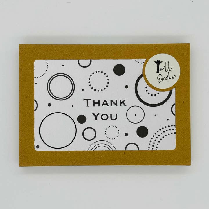 Thank You Note Card Set - Circles and Dots Monochrome Design for wholesale by Tall Order