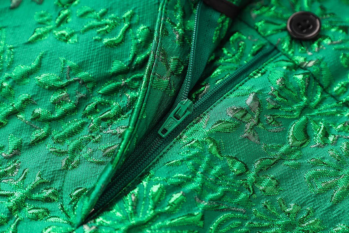 Vert Ensemble de costume jacquard luxueux vert élégant en vente sur Faire13