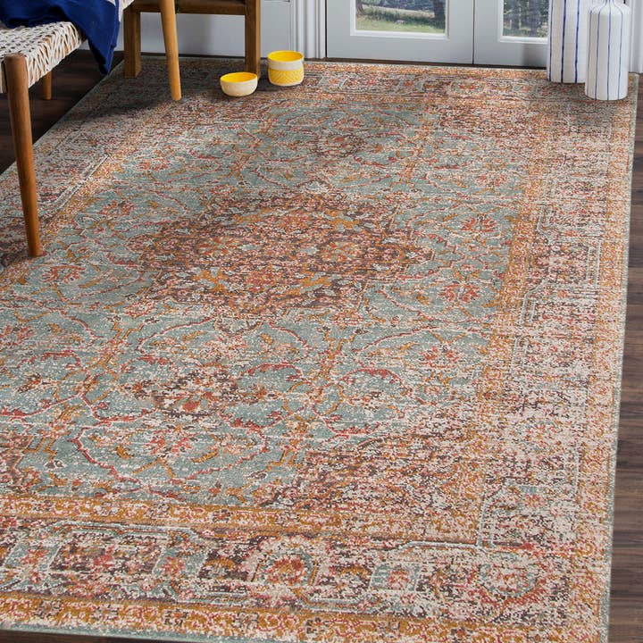 Amer Rugs - Wholesale Area Rug - Eternal Raysley Sea Green Bordered Area Rug