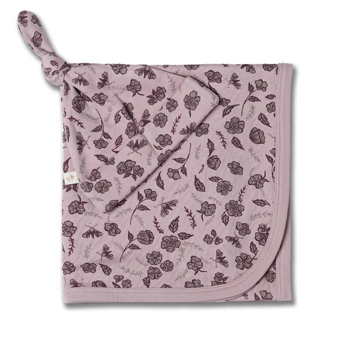 Organic Swaddle Blanket & Hat Set - Mystic Floral for wholesale by Makemake Organics