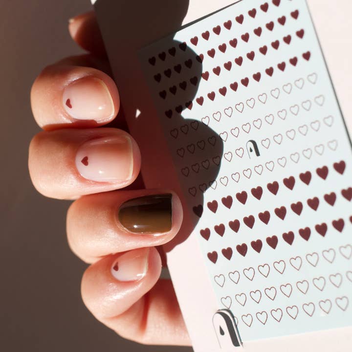 Brown Heart Nail Tattoos 🤎 for wholesale by Nuance Ancrée