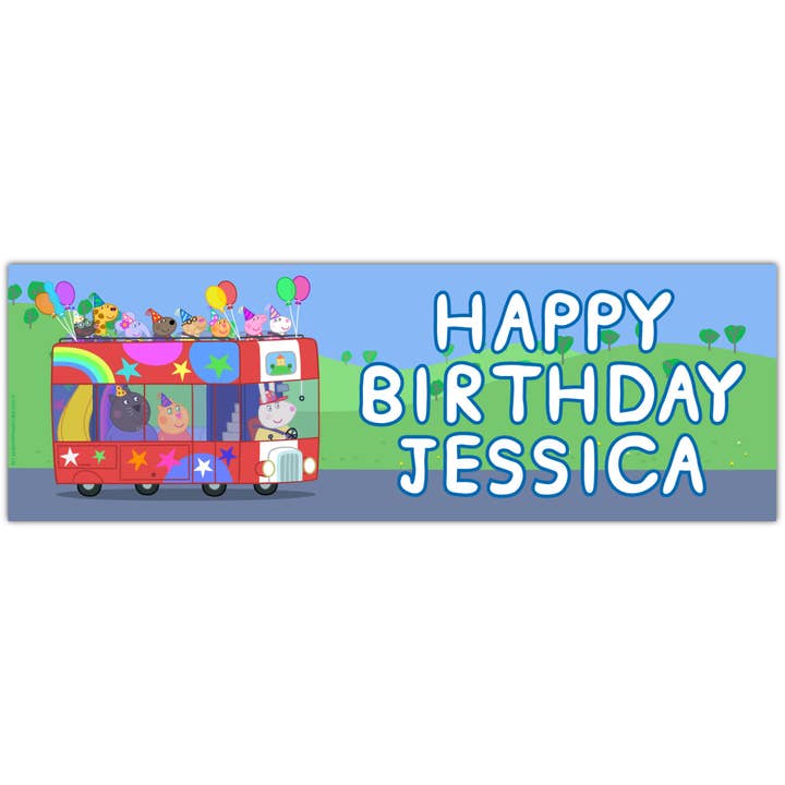 Peppa Pig Födelsedag - Partybuss Personlig Banner Väggdekal för wholesale av Themed