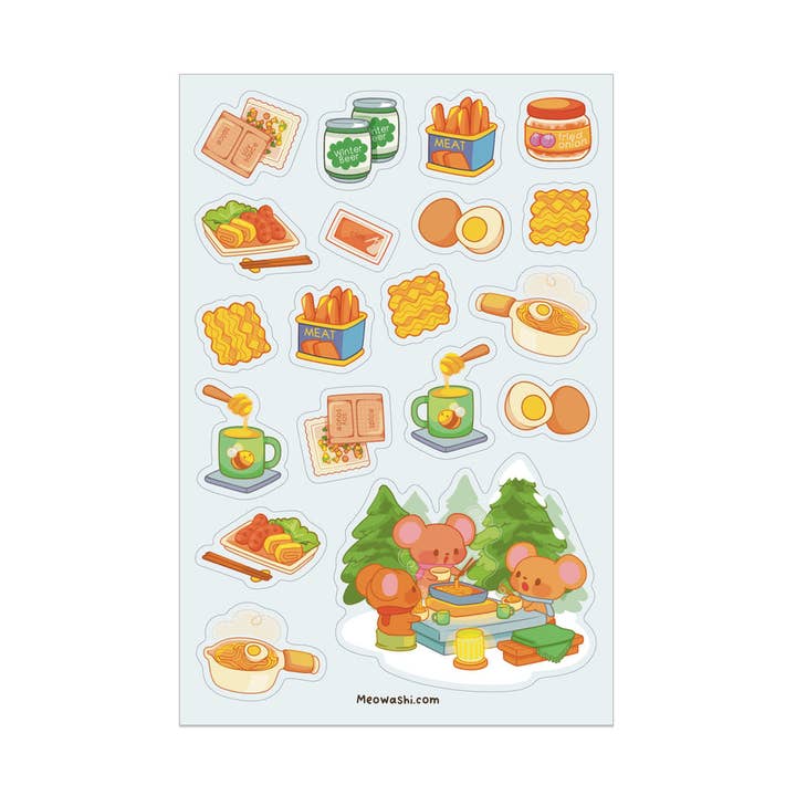 Meowashi Studio - Camping Mouse Sticker Sheet for wholesale by Meowashi Studio