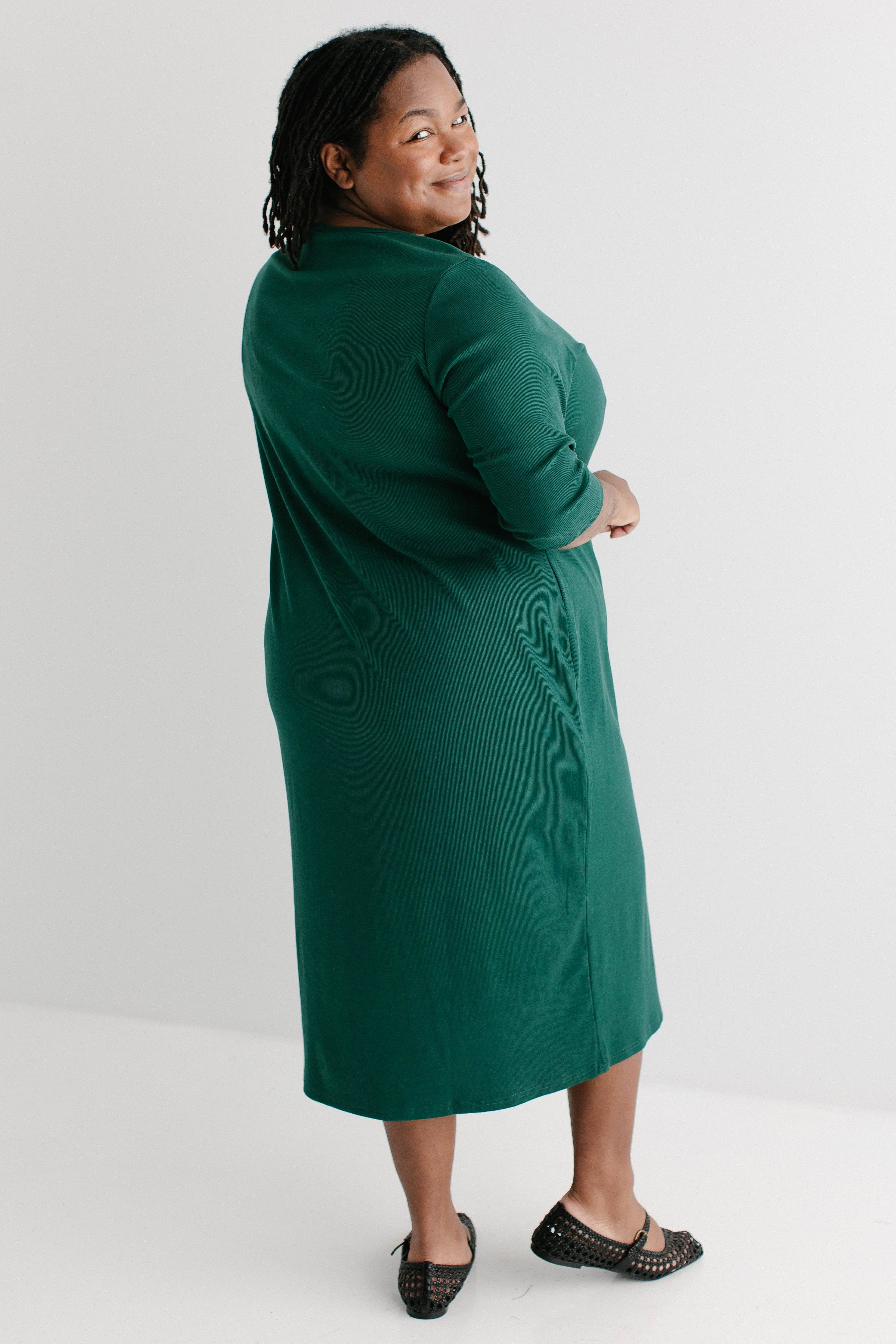 The Main Street Exchange - Wholesale Dress - Women's - 'Constance' 3/4 Sleeve Ribbed Midi Dress FINAL SALE29