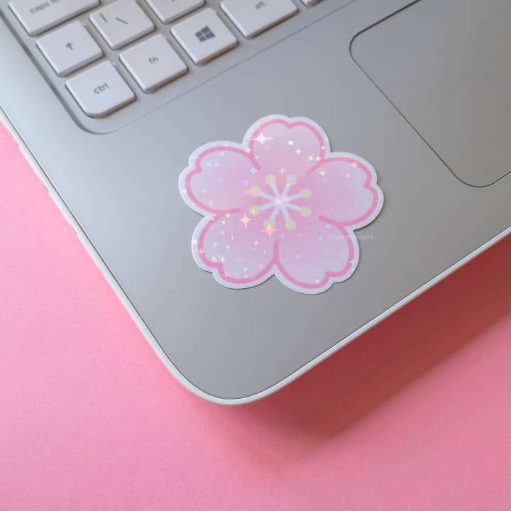 NatGreenArt – wholesale Sticker – Sakura Cherry Blossom Holographic Vinyl Sticker1