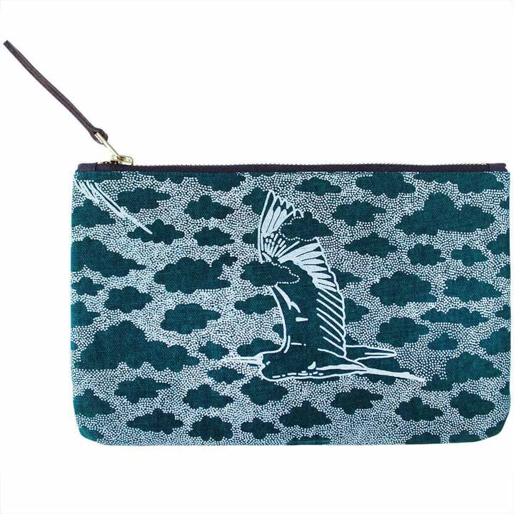 Blue Bird Print Pouch for wholesale by Safomasi